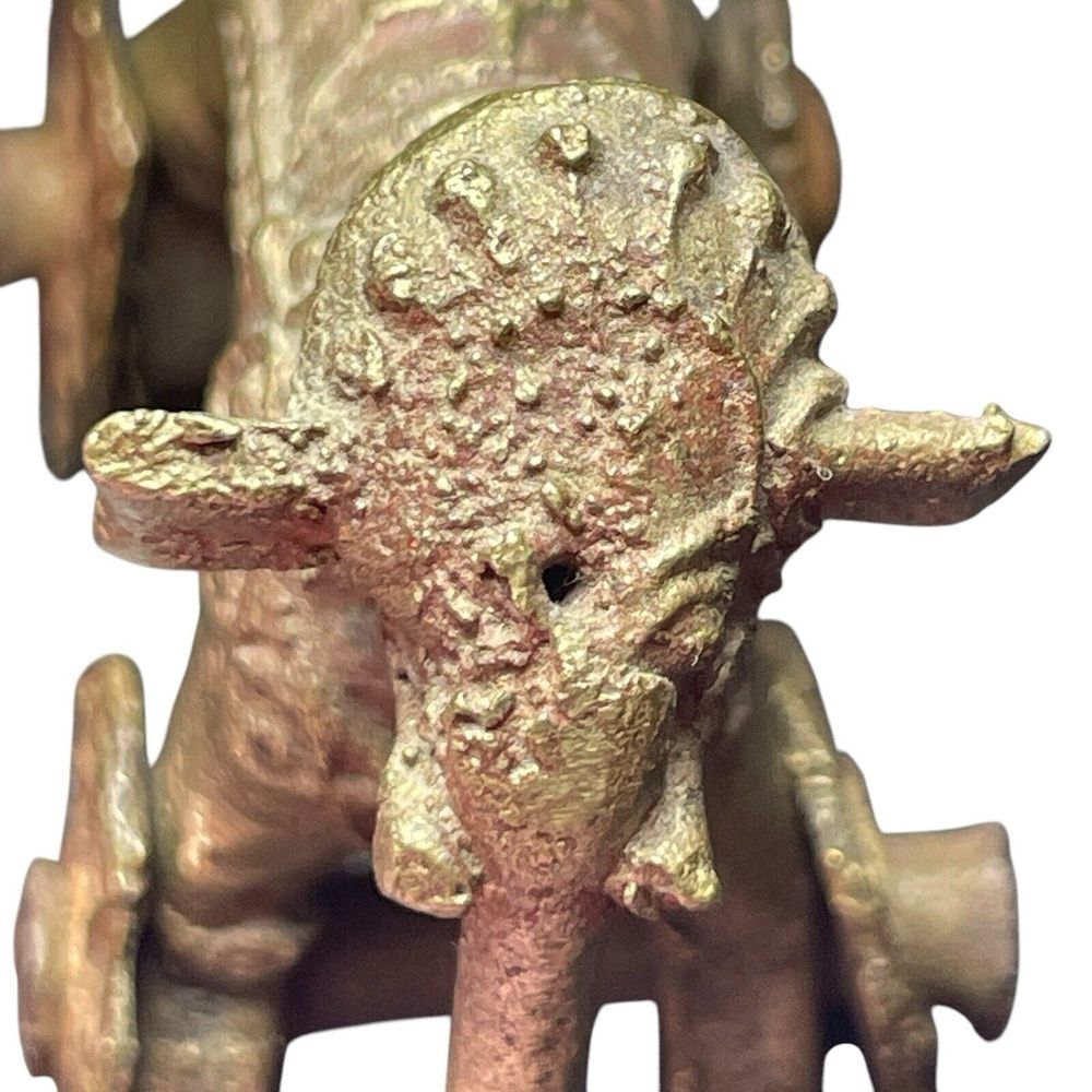Antique Vintage India Shrine Temple Toy Brass Metal Elephant Rider Wheels Hindu - Picture 11 of 16